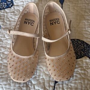 Madden NYC Beige studded Mary Jane Shoes